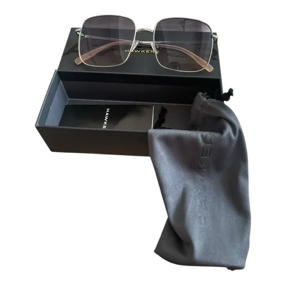 Hawkers Unisex Square Gradient Sunglasses – Silver Frame, Brown-to-Grey lenses Silver Classic Metal Rectangle Gradient Sunglasses with  main image 2